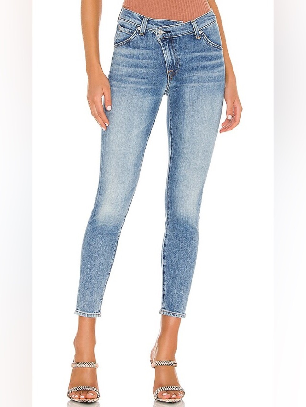 Revolve x 7 For All Mankind Asymmetric Front Slim in Retro Ventura Blvd Size 24